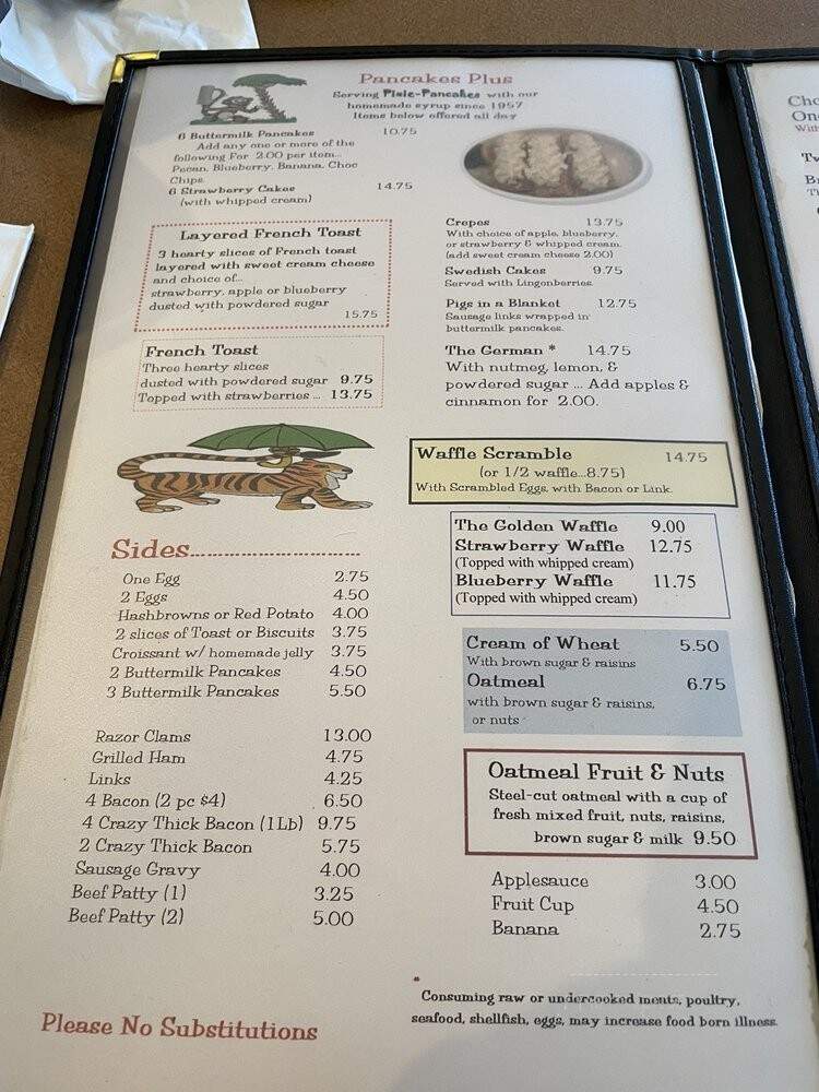 Lil Sambo's Restaurant - Lincoln City, OR menu_pic