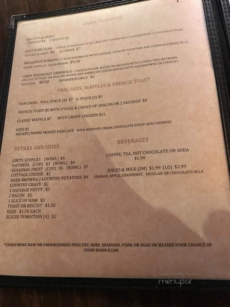 Log Cabin Inn - Gales Creek, OR menu_pic