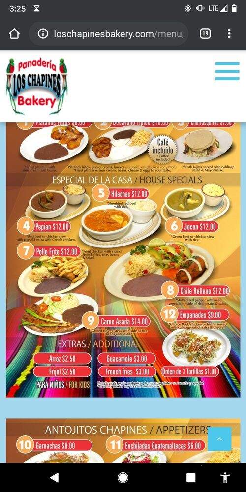 Los Chapines Restaurant - Hillsboro, OR menu_pic