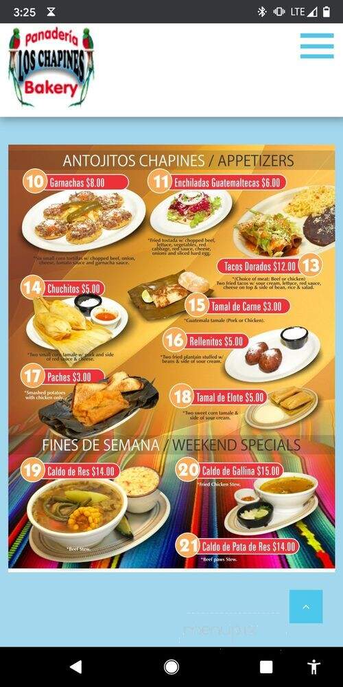 Los Chapines Restaurant - Hillsboro, OR menu_pic