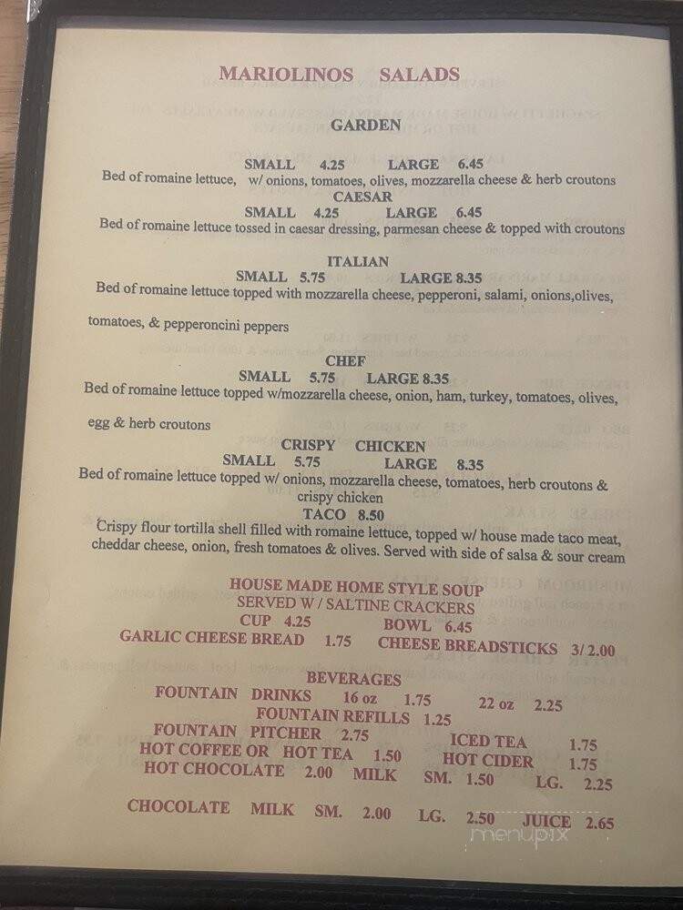 Mariolino's - Vernonia, OR menu_pic