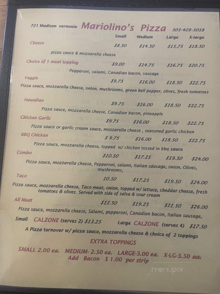Mariolino's - Vernonia, OR menu_pic