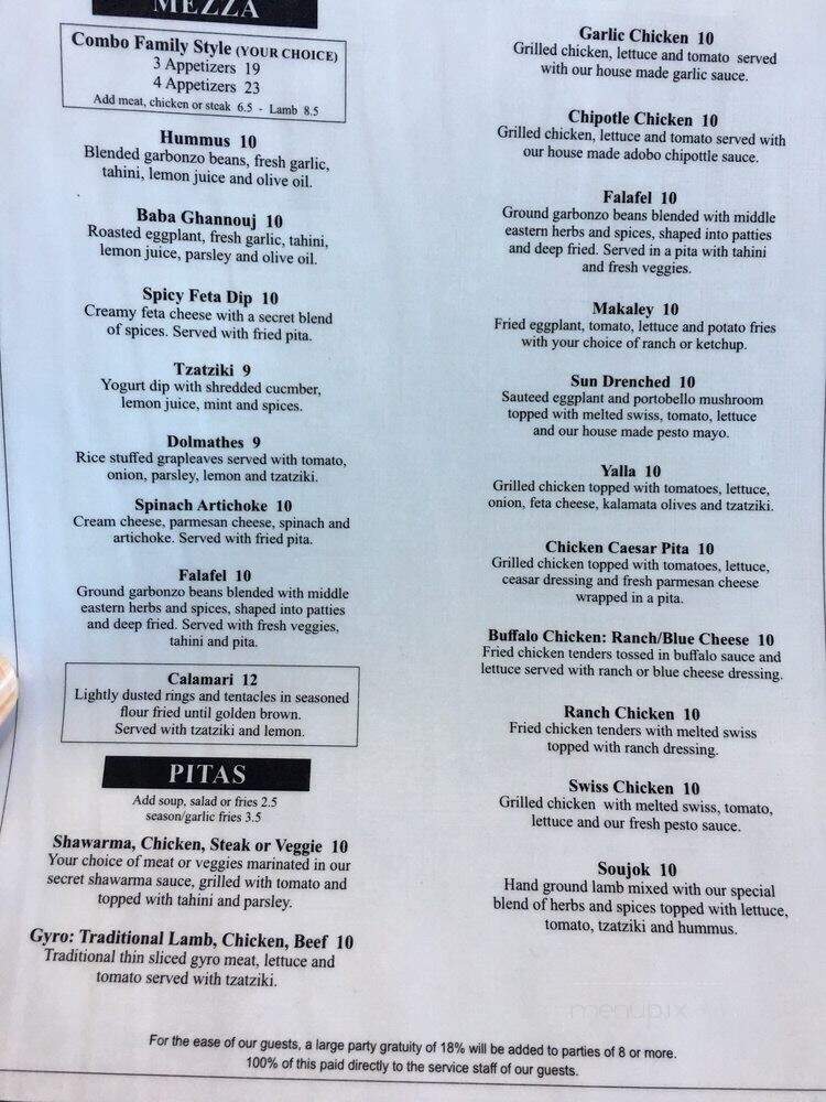 Mediterranean Cafe - North Bend, OR menu_pic