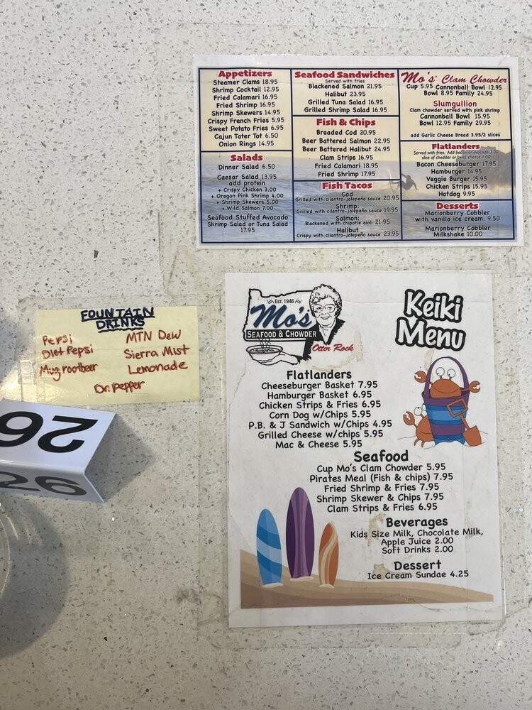 Mo's West - Otter Rock, OR menu_pic