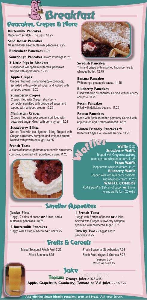 Pig'n Pancake - Cannon Beach, OR menu_pic