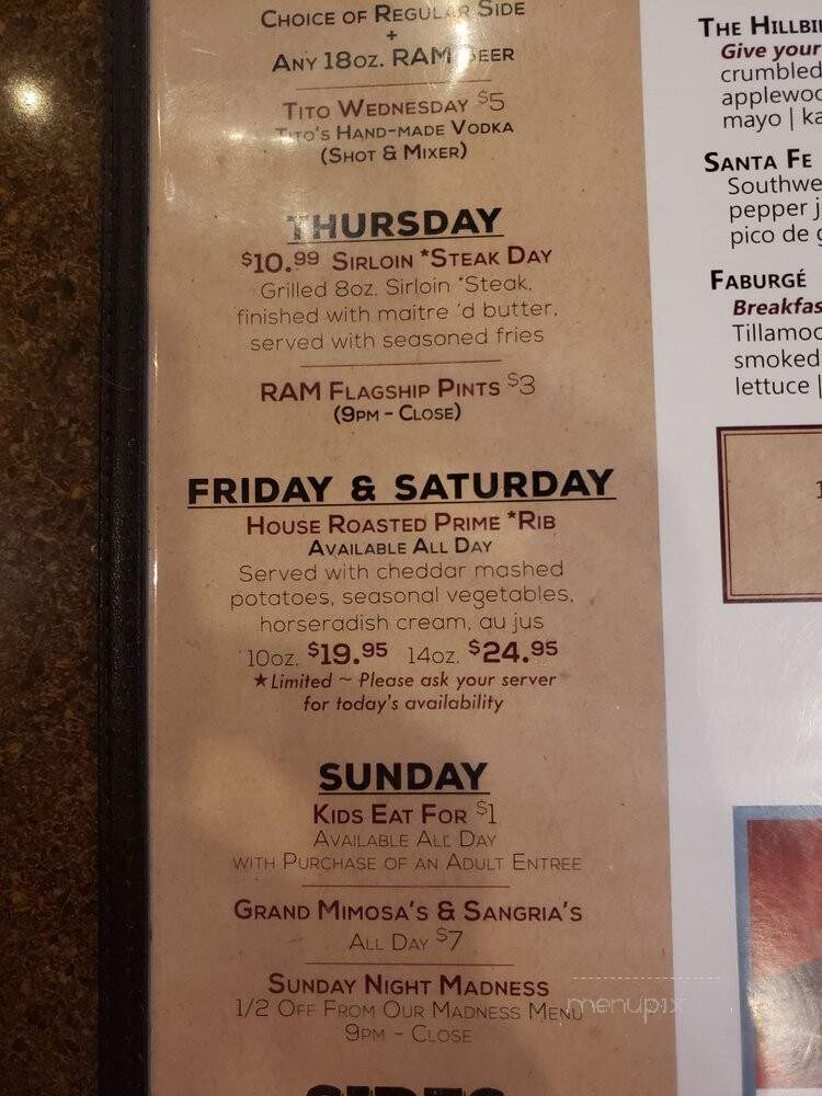 Ram Restaurant & Big Horn Brew - Salem, OR menu_pic