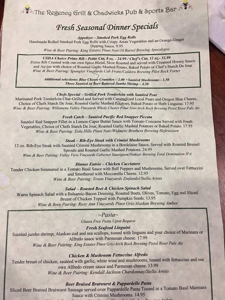 Regency Grill - Medford, OR menu_pic