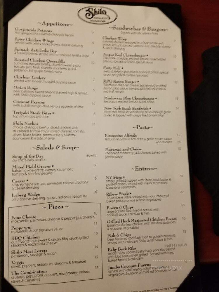Shilo Restaurant & Lounge - Klamath Falls, OR menu_pic