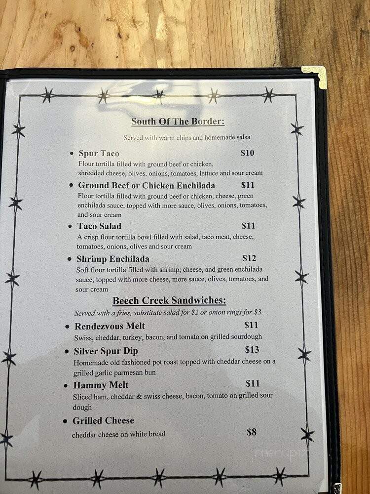 Silver Spur Restaurant - Mount Vernon, OR menu_pic