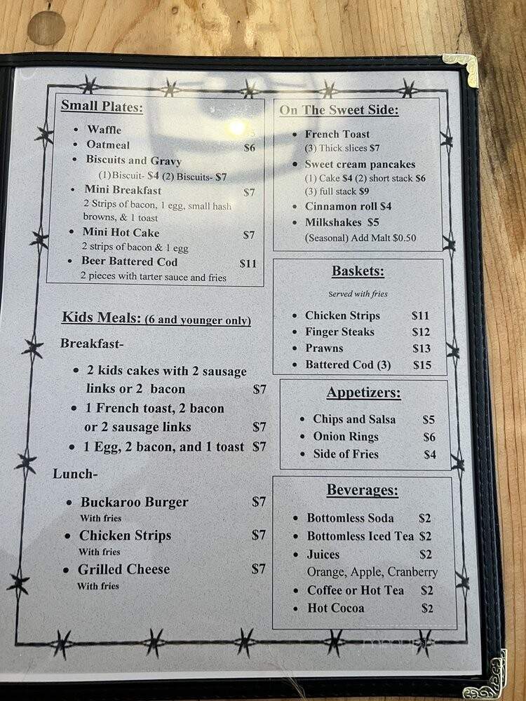 Silver Spur Restaurant - Mount Vernon, OR menu_pic