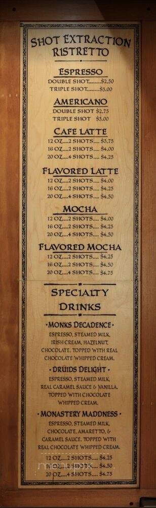 Sleepy Monk Coffee Roasters - Cannon Beach, OR menu_pic
