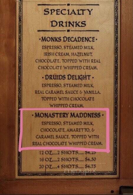 Sleepy Monk Coffee Roasters - Cannon Beach, OR menu_pic