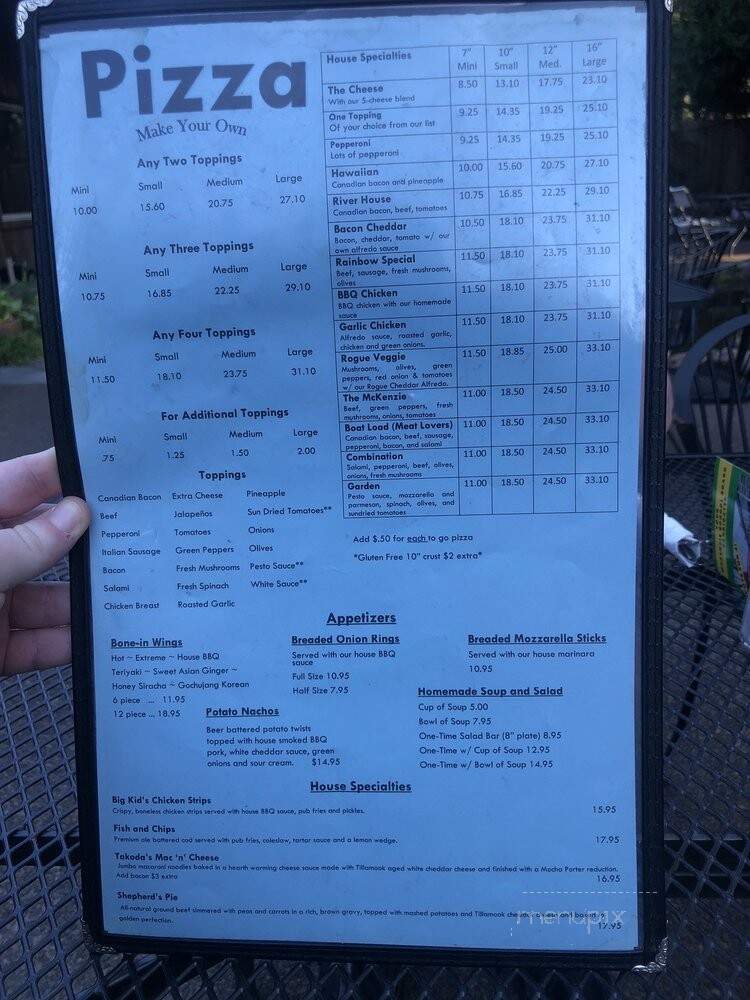 Takoda's - Blue River, OR menu_pic