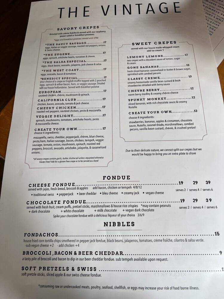 Vintage - Eugene, OR menu_pic