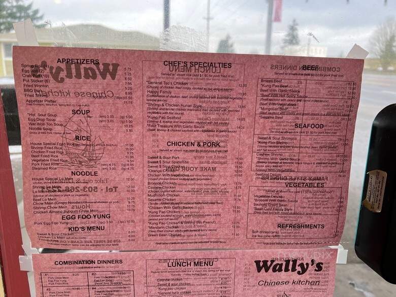 Wally's Chinese Kitchen - Canby, OR menu_pic