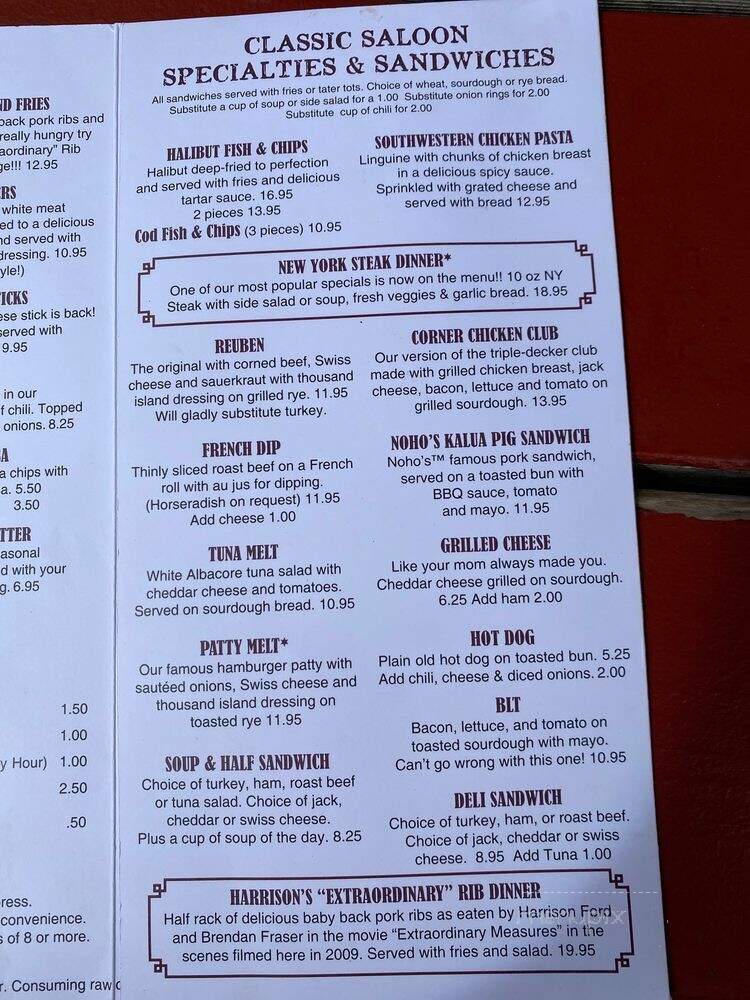 Wankers Corner Saloon & Cafe - Wilsonville, OR menu_pic