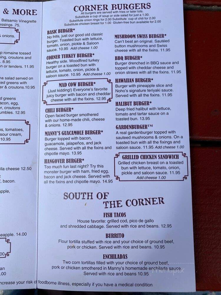 Wankers Corner Saloon & Cafe - Wilsonville, OR menu_pic