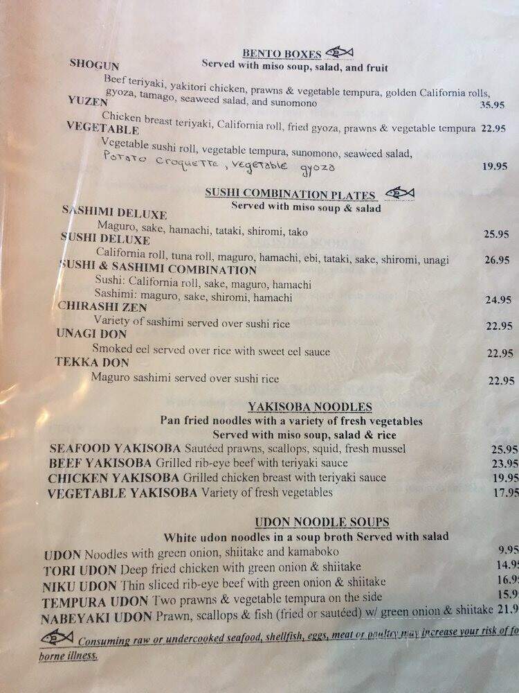 Yuzen Japanese Cuisine - Seal Rock, OR menu_pic