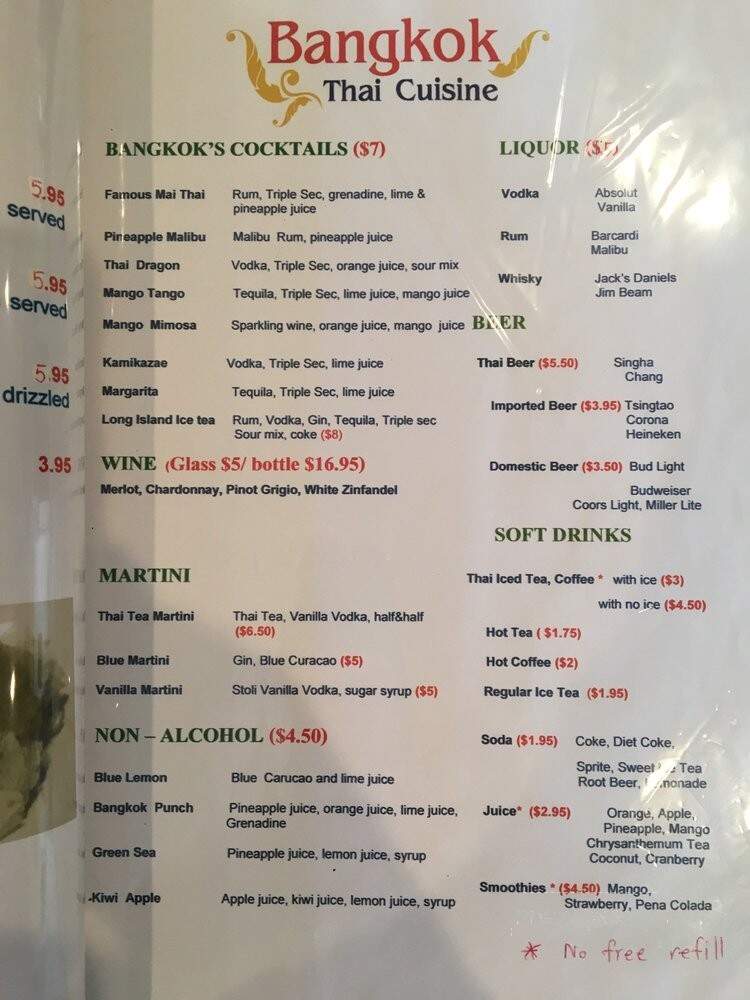 Bangkok Thai Cuisine - Dover, DE menu_pic