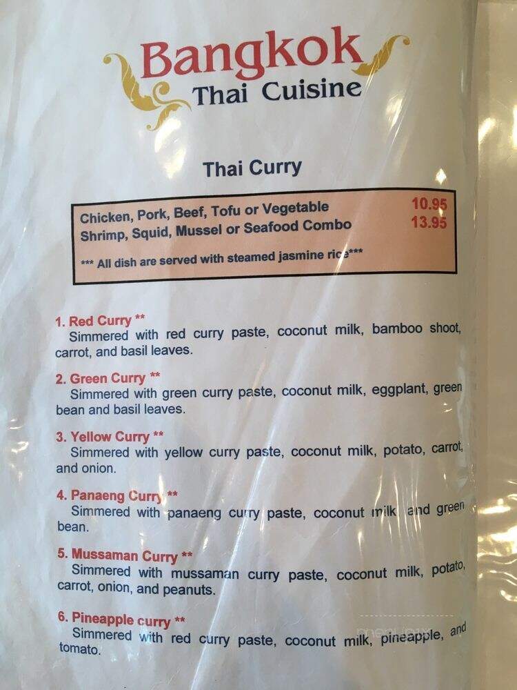 Bangkok Thai Cuisine - Dover, DE menu_pic