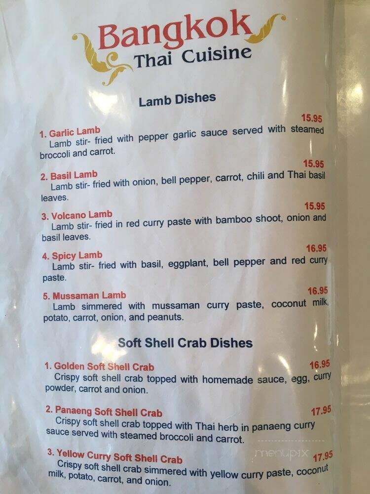 Bangkok Thai Cuisine - Dover, DE menu_pic