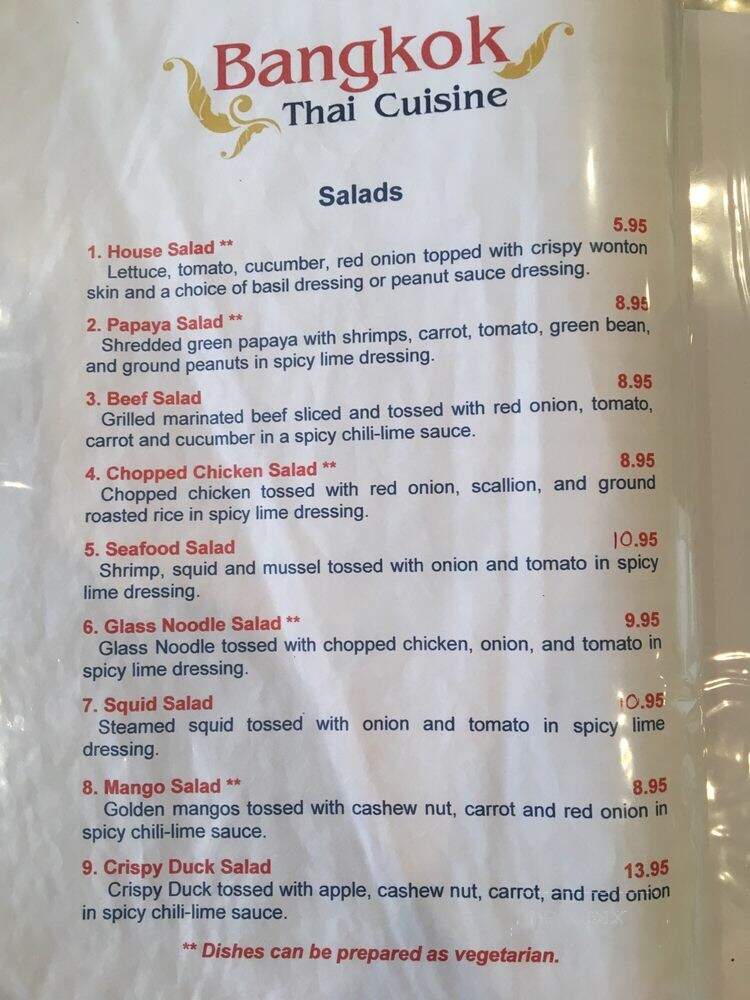 Bangkok Thai Cuisine - Dover, DE menu_pic