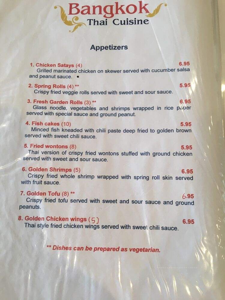 Bangkok Thai Cuisine - Dover, DE menu_pic