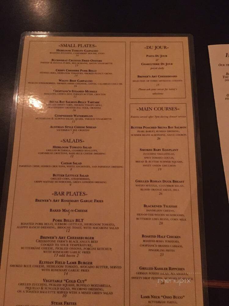 Brewer's Art - Baltimore, MD menu_pic