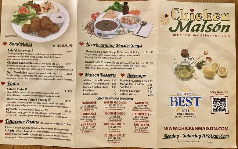Chicken Maison - Redondo Beach, CA menu_pic