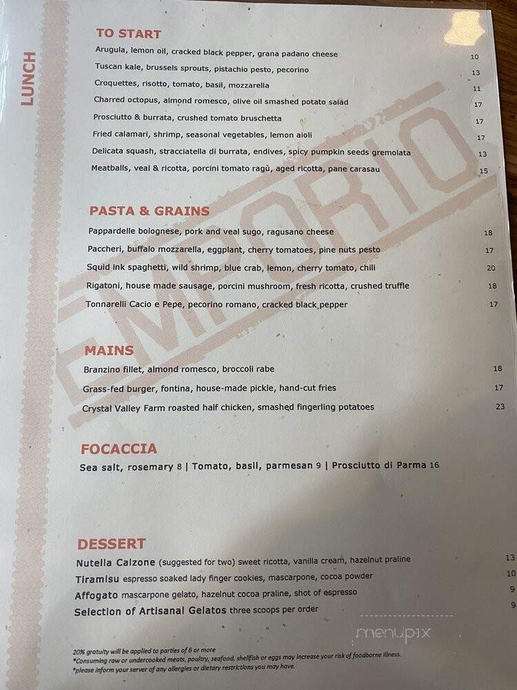 Emporio - New York, NY menu_pic