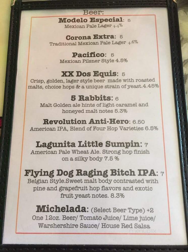 Estrella Negra - Chicago, IL menu_pic