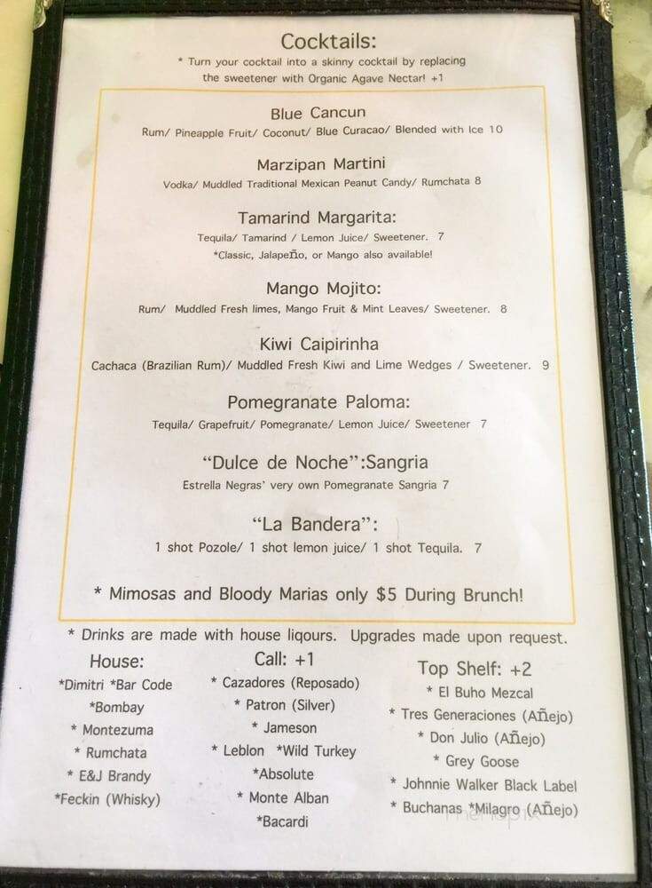 Estrella Negra - Chicago, IL menu_pic