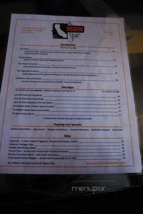 Golden State - Los Angeles, CA menu_pic