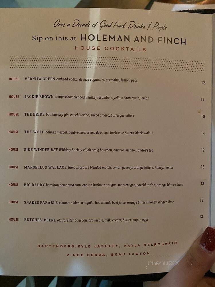 Holeman & Finch Public House - Atlanta, GA menu_pic