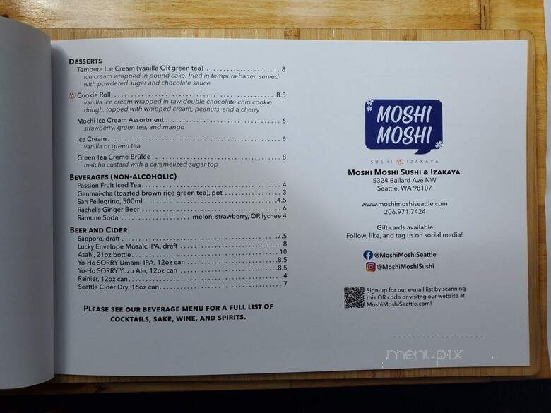 Moshi Moshi - Seattle, WA menu_pic