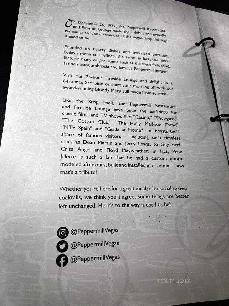 Peppermill - Las Vegas, NV menu_pic