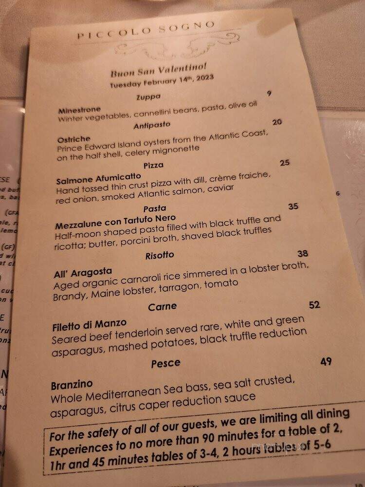 Piccolo Sogno - Chicago, IL menu_pic