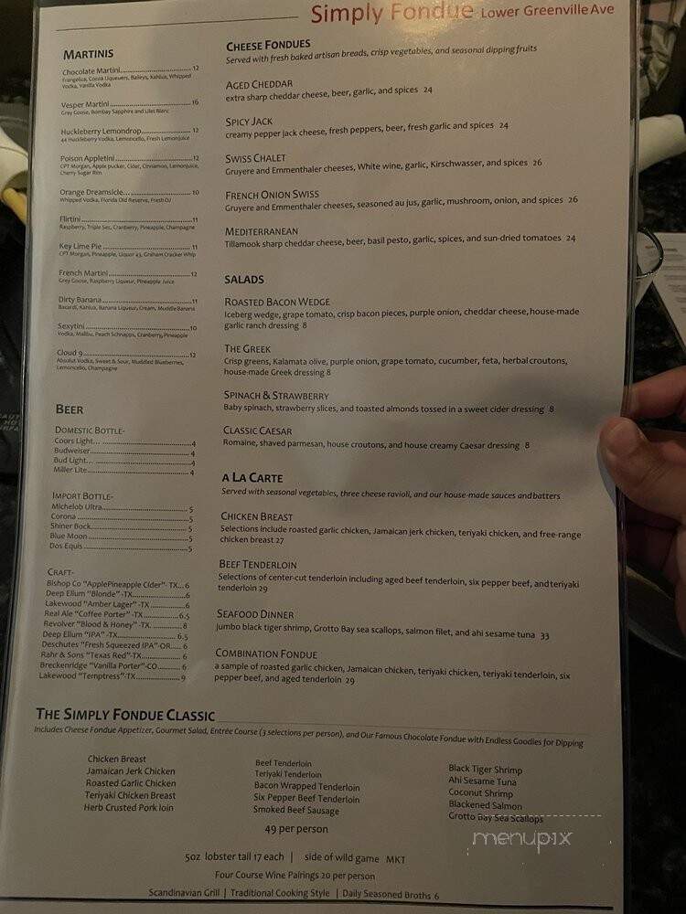 Simply Fondue - Fort Worth, TX menu_pic