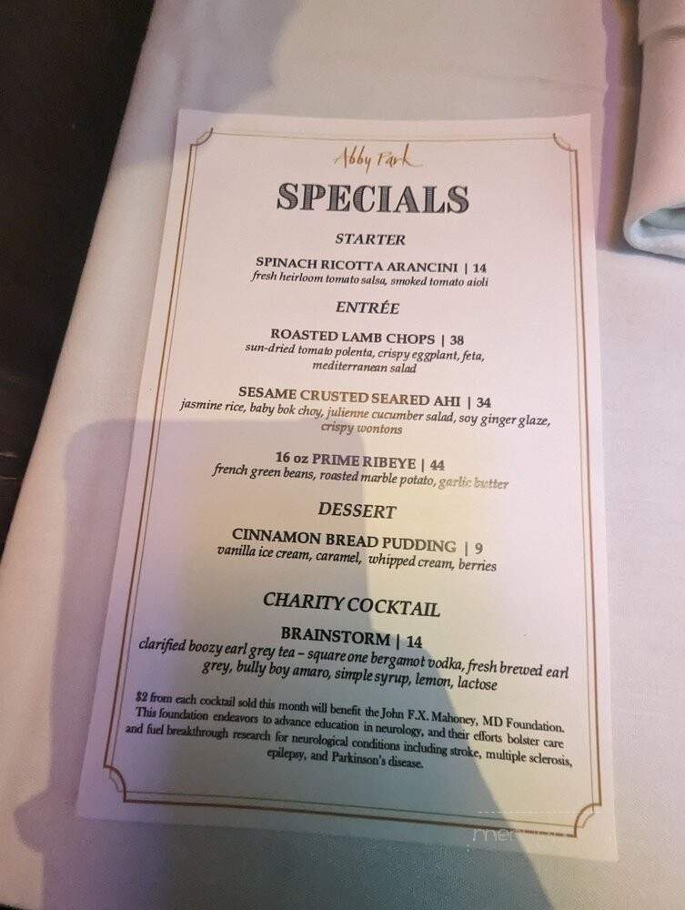 Abbey Park - Milton, MA menu_pic