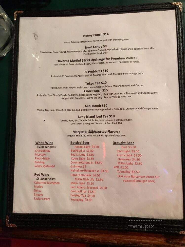 Chuck's Alibi - Philadelphia, PA menu_pic