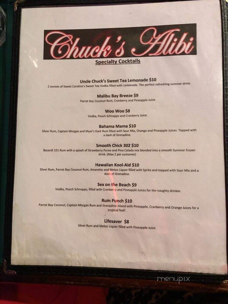 Chuck's Alibi - Philadelphia, PA menu_pic