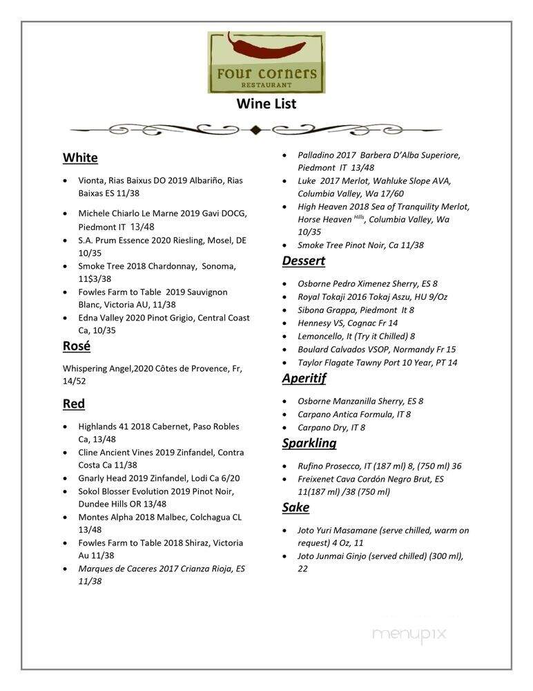 Four Corners Cafe - Ridgway, CO menu_pic