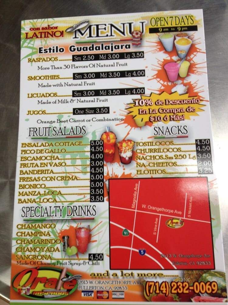 Orale Raspados - Fullerton, CA menu_pic