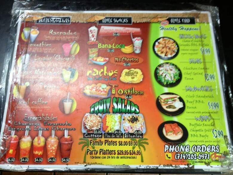 Orale Raspados - Fullerton, CA menu_pic