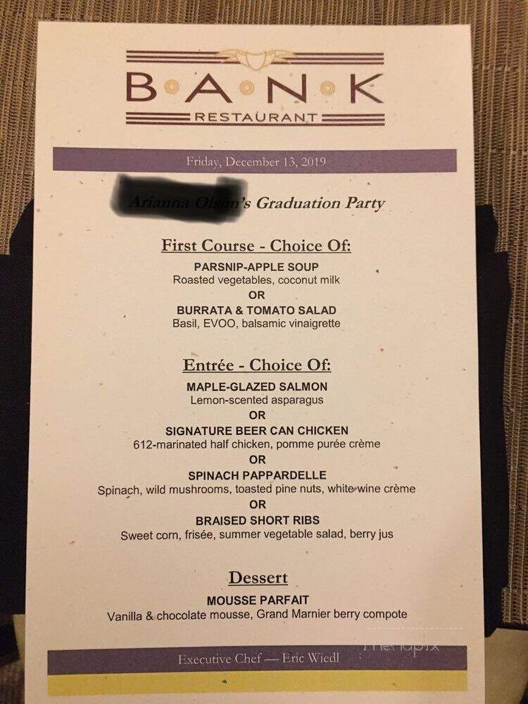 B.A.N.K - Minneapolis, MN menu_pic