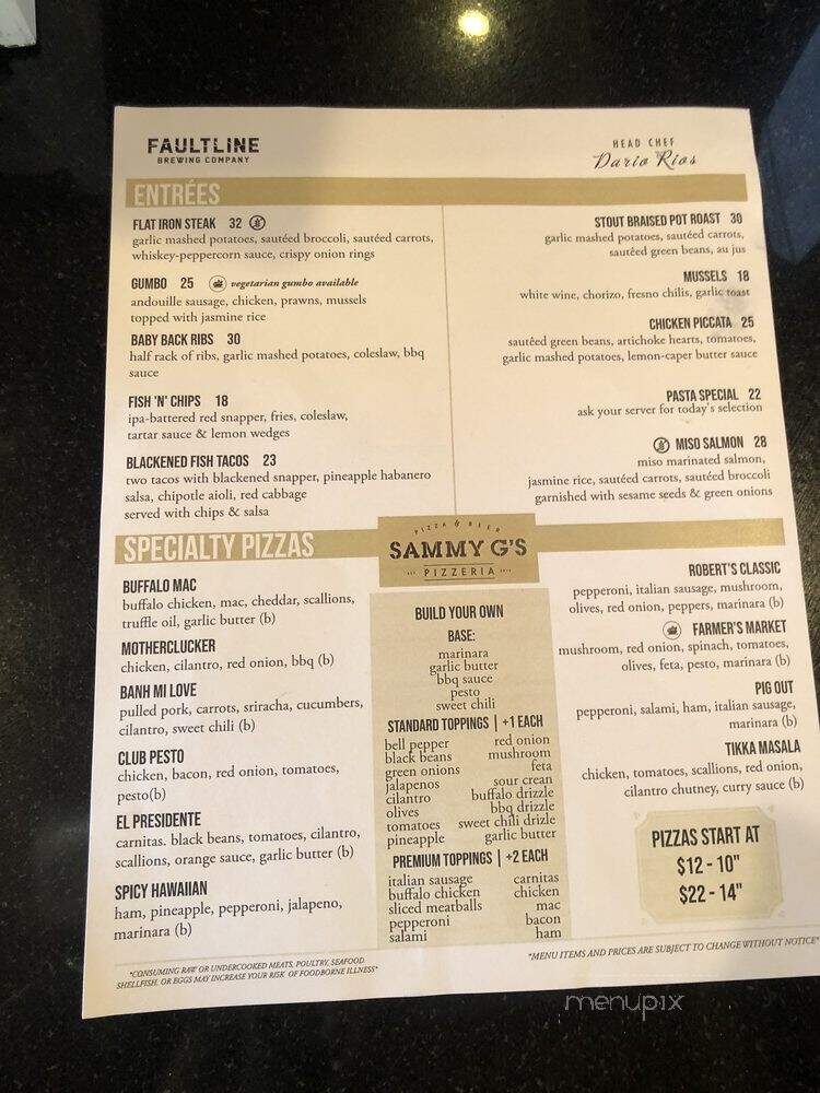 Faultline Brewing Company - Sunnyvale, CA menu_pic
