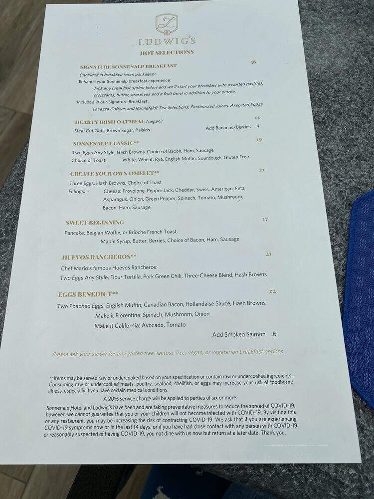 Ludwig's Restaurant at Sonnenalp Resort of Vail - Vail, CO menu_pic