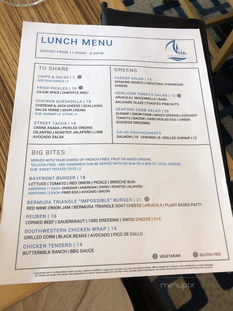 Vela at Hilton San Diego Bayfront - San Diego, CA menu_pic
