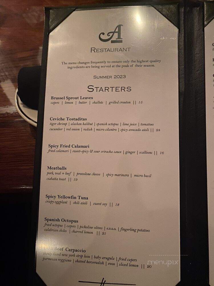 A Restaurant - Newport Beach, CA menu_pic