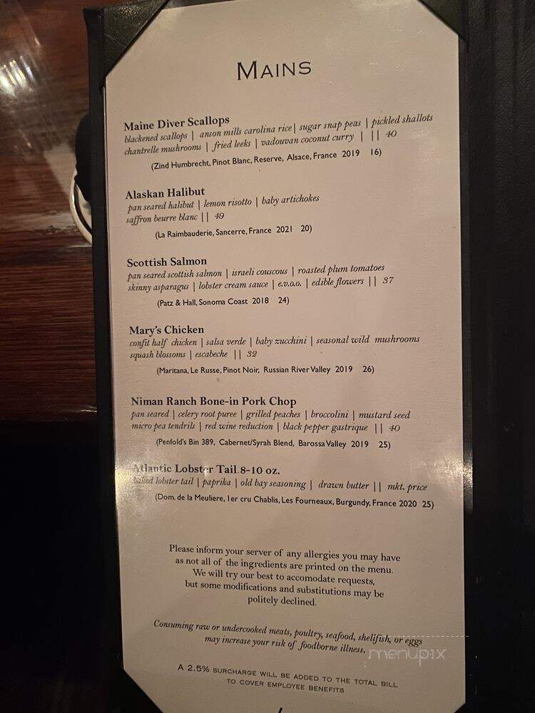 A Restaurant - Newport Beach, CA menu_pic